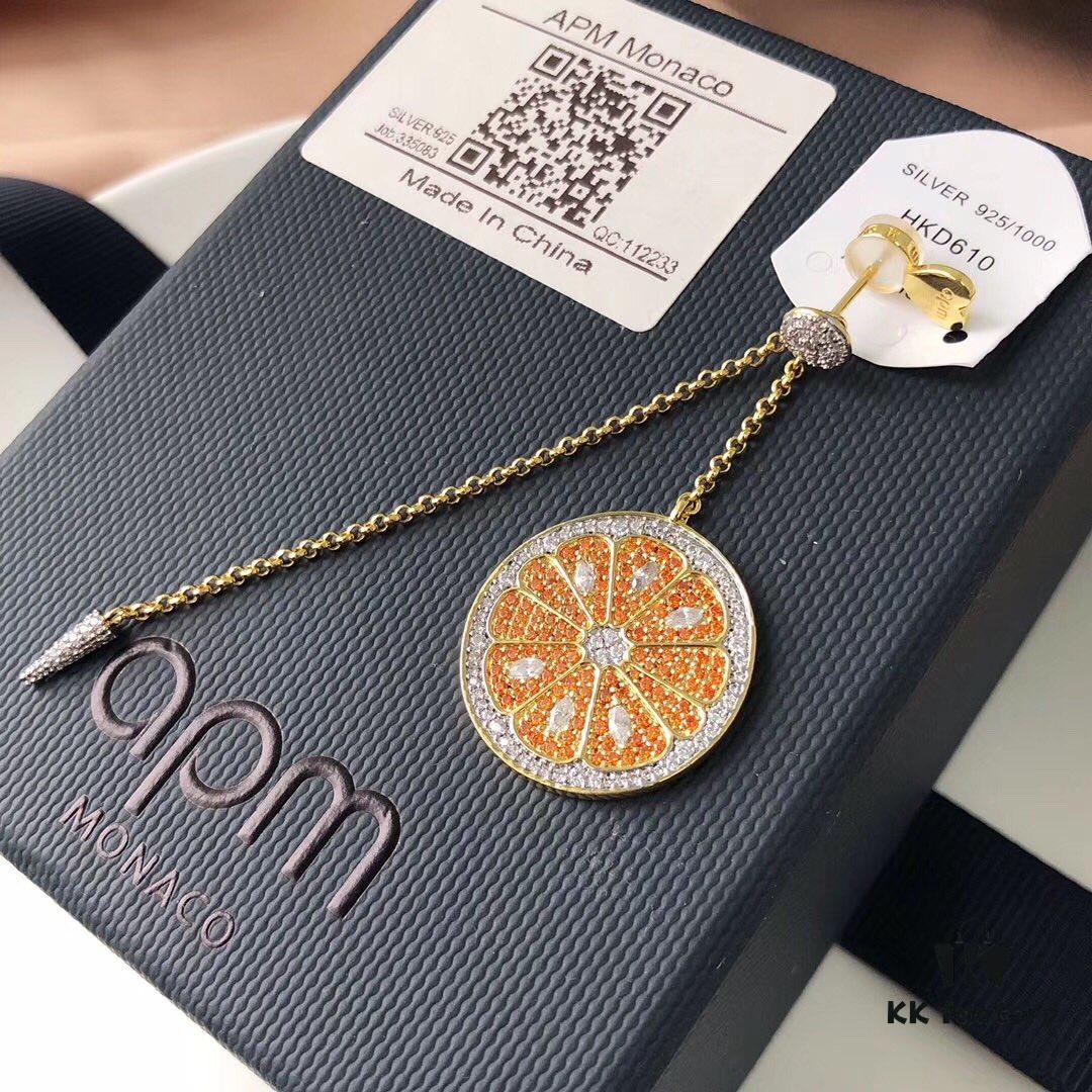 APM Monaco Gold-Tone Citrus Orange Fresh Style Earrings for Women, Elegant Long Tassel Drop Earrings in Sterling Silver