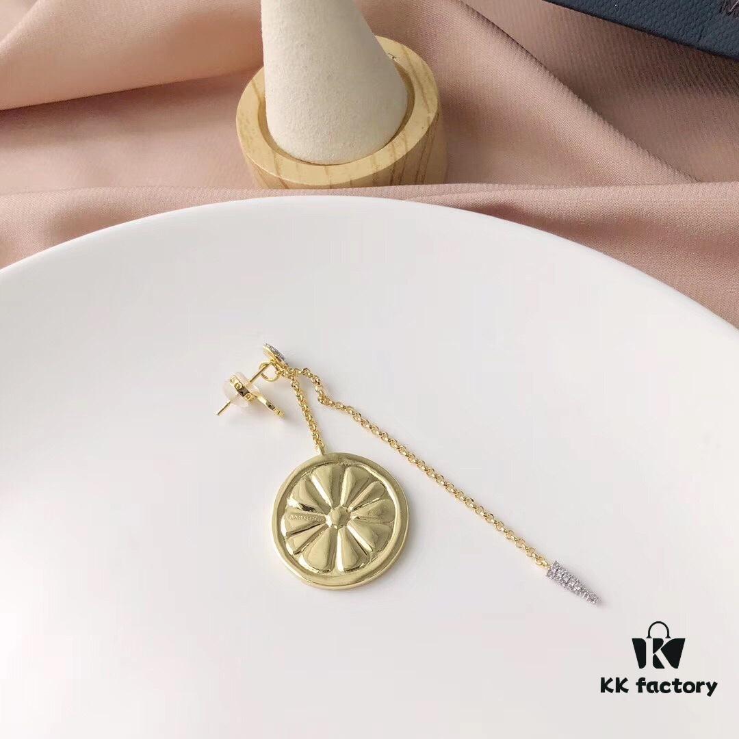 APM Monaco Gold-Tone Citrus Orange Fresh Style Earrings for Women, Elegant Long Tassel Drop Earrings in Sterling Silver