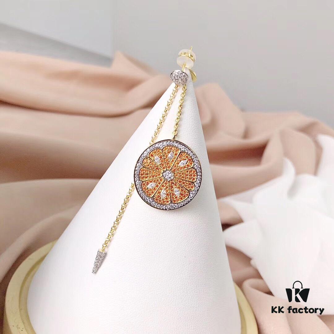 APM Monaco Gold-Tone Citrus Orange Fresh Style Earrings for Women, Elegant Long Tassel Drop Earrings in Sterling Silver