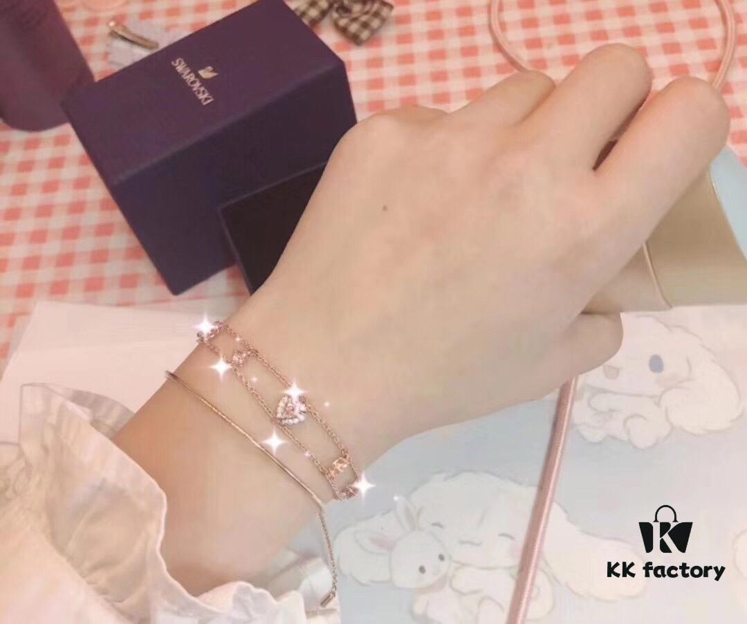 Swarovski ONE Delicate Heart Elegant Bracelet for Women, Romantic Gift for Girlfriend