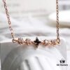 Summer Stylish Choker – Same Style as Jiang Shuying, Swarovski Star and Moon Dual Pendant Necklace with 18K Rose Gold Plated Alloy Chain