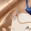 Summer Stylish Pick! Same Style as Jiang Shuying's! Swarovski Butterfly Tassel Pendant Necklace! Elegant and Eye-Catching Upgrade! Vacuum-plated 18K Rose Gold Alloy, 38cm Adjustable Chain Length!