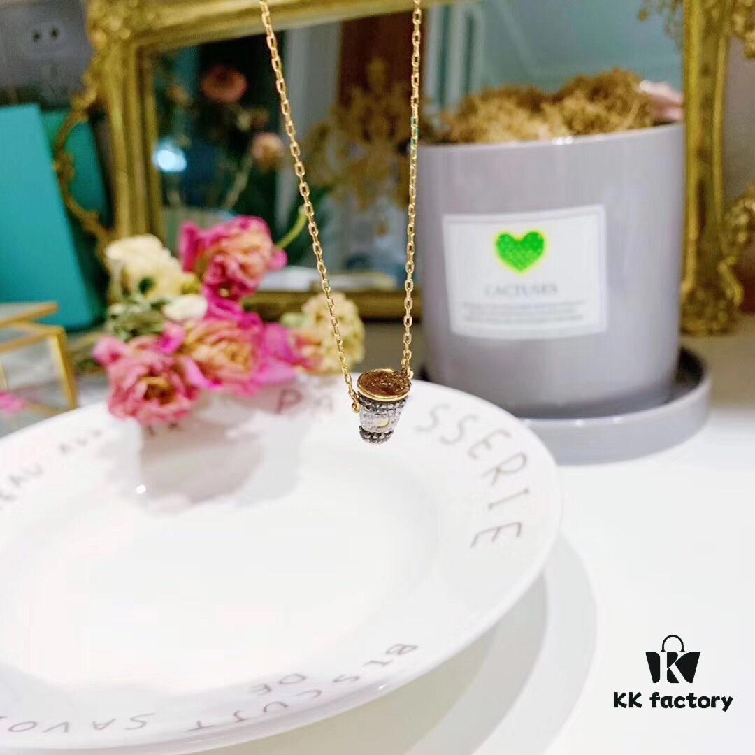 Swarovski NICEST Latest Donut 🍩 Coffee ☕️ Pendant Necklace, Stylish and Adorable Dual-Wear Design