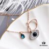 Swarovski Demon Necklace, Classic Best-Selling Black, Blue, and White Crystals Layered Design, Lifelong Luck Guardian with Elegant 18K Rose Gold Plated Alloy Chain
