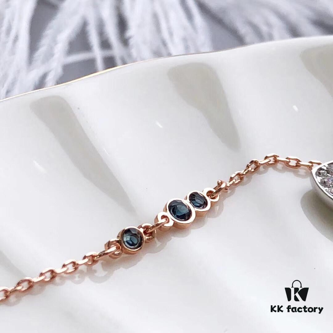 Swarovski Demon Necklace, Classic Best-Selling Black, Blue, and White Crystals Layered Design, Lifelong Luck Guardian with Elegant 18K Rose Gold Plated Alloy Chain