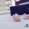 Swarovski DAZZLING SWAN Romantic Swan Earrings - Fresh and Charming Pink Crystal Pendant Studs, Wearable in Multiple Ways