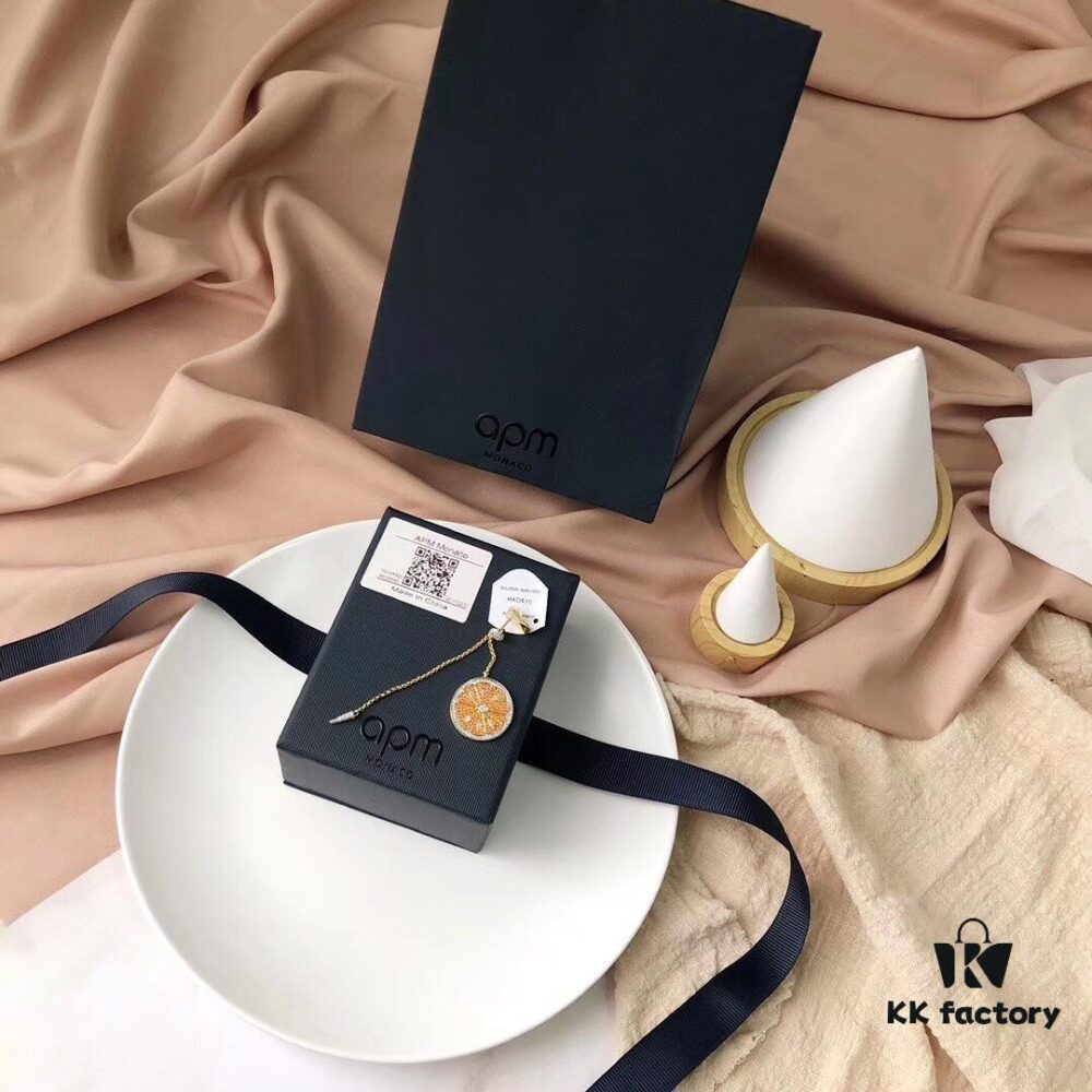 APM Monaco Gold-Tone Citrus Orange Fresh Earrings for Women, Elegant Long Tassel Drop Earrings in 925 Silver