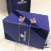 Swarovski DAZZLING SWAN Romantic Swan Earrings - Fresh and Charming Pink Crystal Pendant Studs, Wearable in Multiple Ways