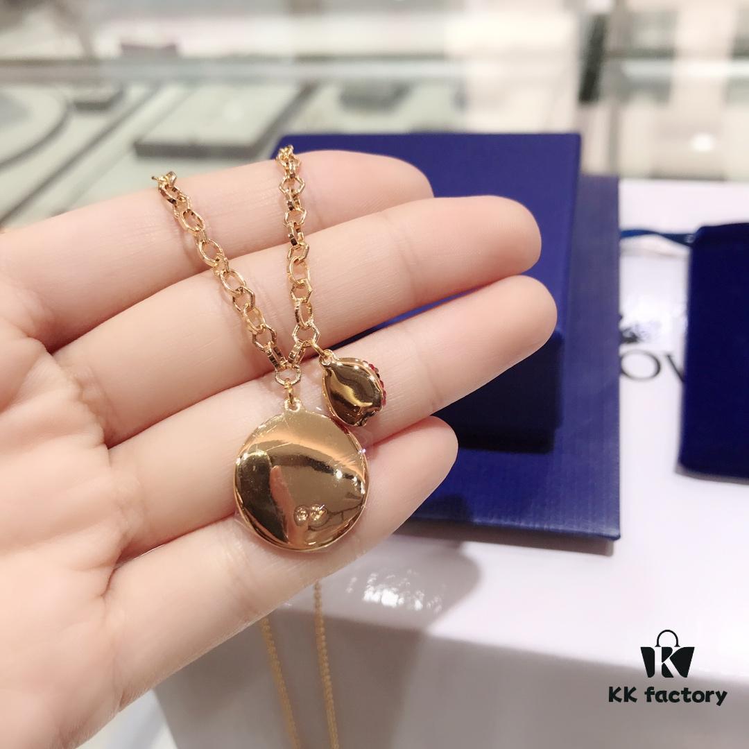 Swarovski 2019 Red Ladybug Hoop Necklace, Cute and Sweet Gift for Girlfriend, Flawless and Full of Vitality