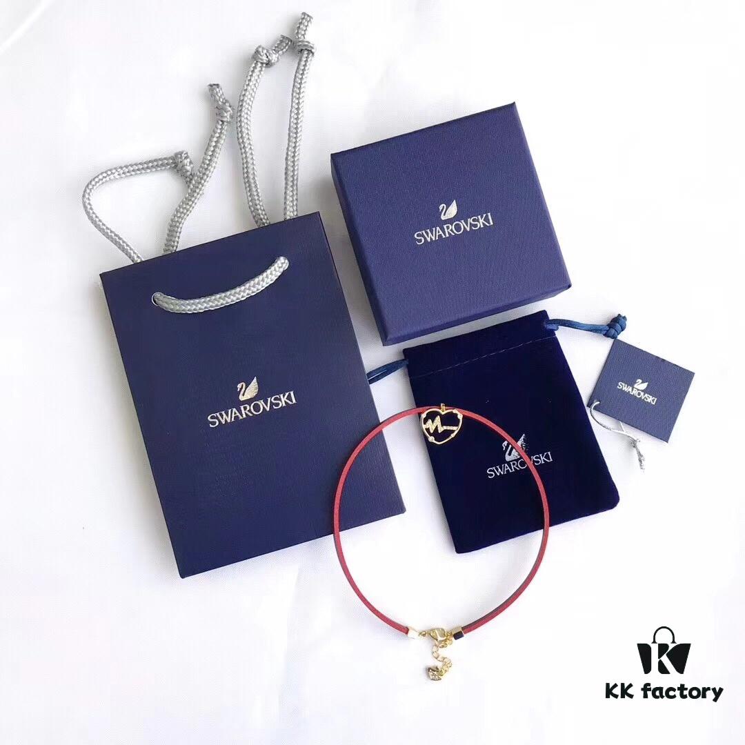 In Stock! SWAROVSKI Valentine's Day Heart Leather Rope Necklace! Newest Hot-Selling Design!