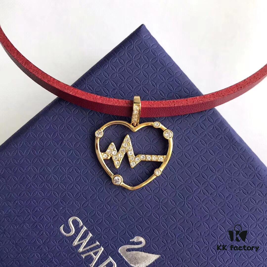 In Stock! SWAROVSKI Valentine's Day Heart Leather Rope Necklace! Newest Hot-Selling Design!