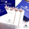 Swarovski DAZZLING SWAN Romantic Swan Earrings - Fresh and Charming Pink Crystal Pendant Studs, Wearable in Multiple Ways
