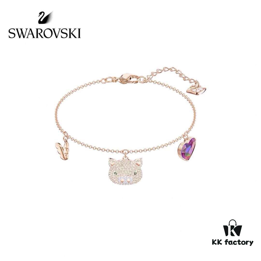 Valentine's Gift 🎁 Swarovski LITTLE PIG FLYING Cute Pig, Romantic Heart 💗 Dreamy Girl, Journey of Dreams, Sparkling Start 🔛, Rhinestone Inlay, Imported Gold-Plated Material, Original Logo Engraving!