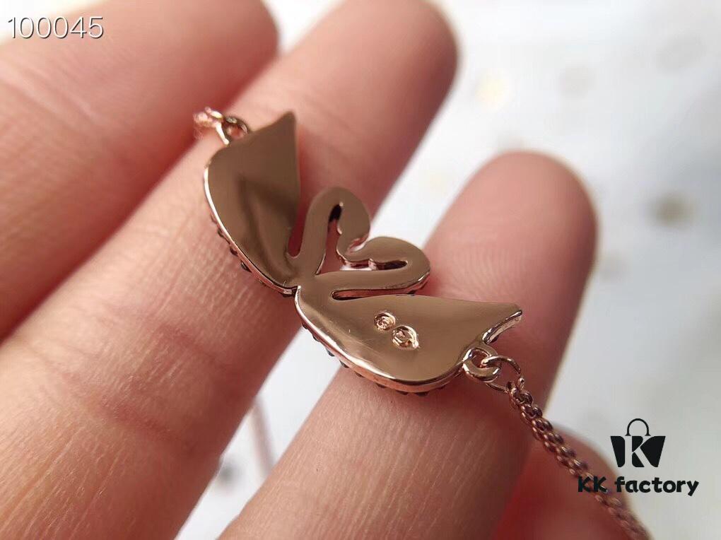 Swarovski Double Swan Bracelet - 2018 Latest Design, Triple Micro-Plated 18K Gold Alloy with Authentic Swarovski Crystals, Adjustable Sliding Chain