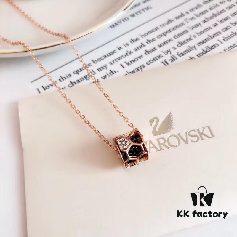 SWAROVSKI Swarovski LISABEL Honeycomb Necklace with Micro-Paved Austrian Crystals and Gold-Plated Honeycomb Design, Exquisitely Crafted with Unique 3D Hollow-Out Details to Embrace the Summer Spirit