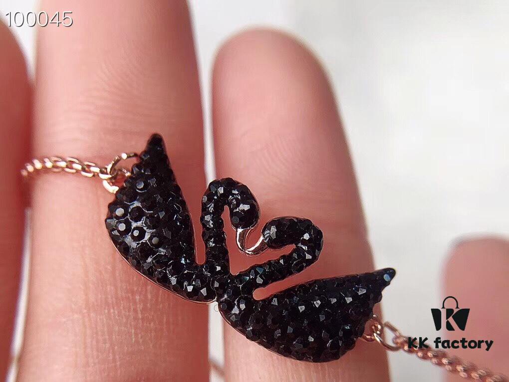 Swarovski Double Swan Bracelet - 2018 Latest Design, Triple Micro-Plated 18K Gold Alloy with Authentic Swarovski Crystals, Adjustable Sliding Chain