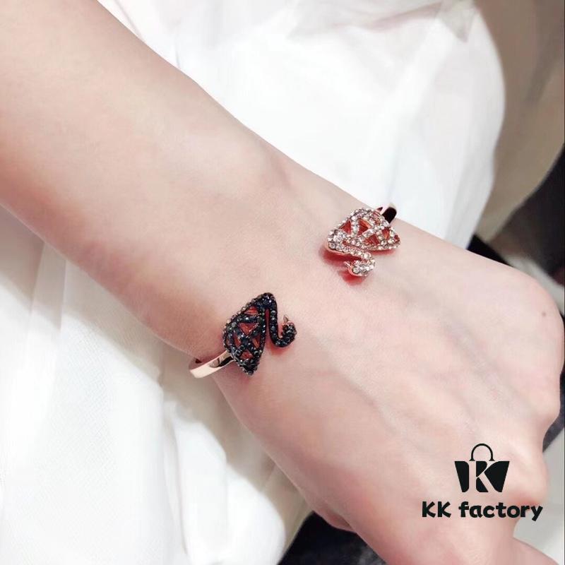 Swarovski Double-Sided Hollow Swan Bracelet with Austrian Crystals, Precise ZP Material Replication, Authentic Logo Engraving, Original Quality