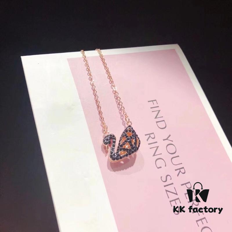 Swarovski Double-Sided Hollow Swan Necklace, Austrian Crystal Inlaid, One-to-One Crafted with Original ZP Material, Dual-Tone Design, Wearable on Both Sides