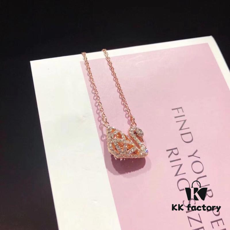 Swarovski Double-Sided Hollow Swan Necklace, Austrian Crystal Inlaid, One-to-One Crafted with Original ZP Material, Dual-Tone Design, Wearable on Both Sides