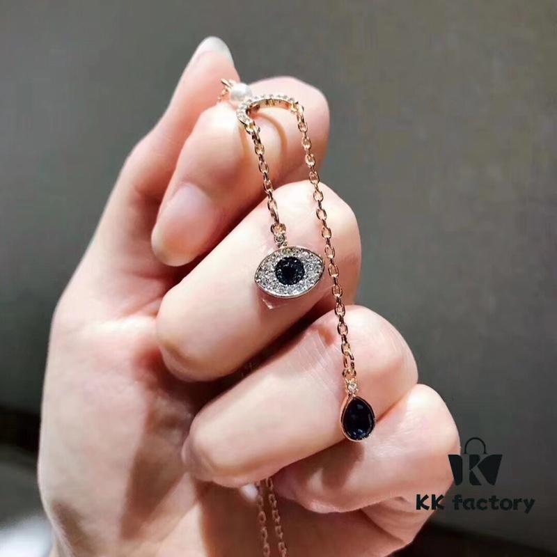 Swarovski 2018 Newest Demon's Eye Tassel Necklace, Pearl-Embellished, Elegant and Graceful Design, Original Gold Plating with Authentic Logo Engraving, Complete with Retail Packaging