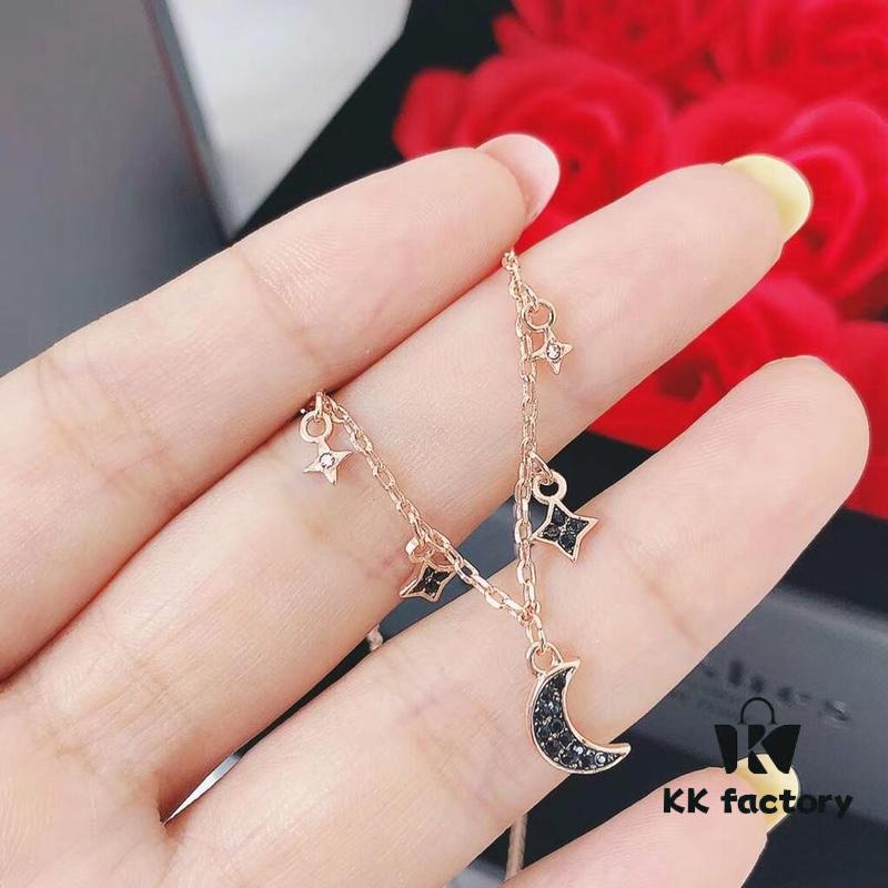 Swarovski Crescent Moon and Star Necklace in Rose Gold Plating