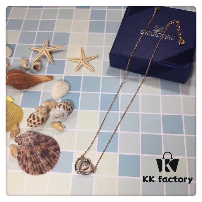 Swarovski Double Heart Necklace with Love Pendant, Fashionable Collar Chain