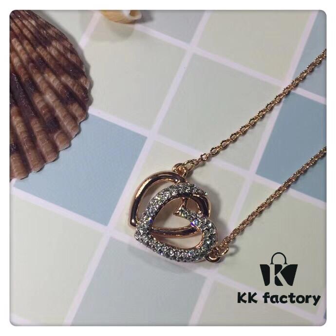 Swarovski Double Heart Necklace with Love Pendant, Fashionable Collar Chain