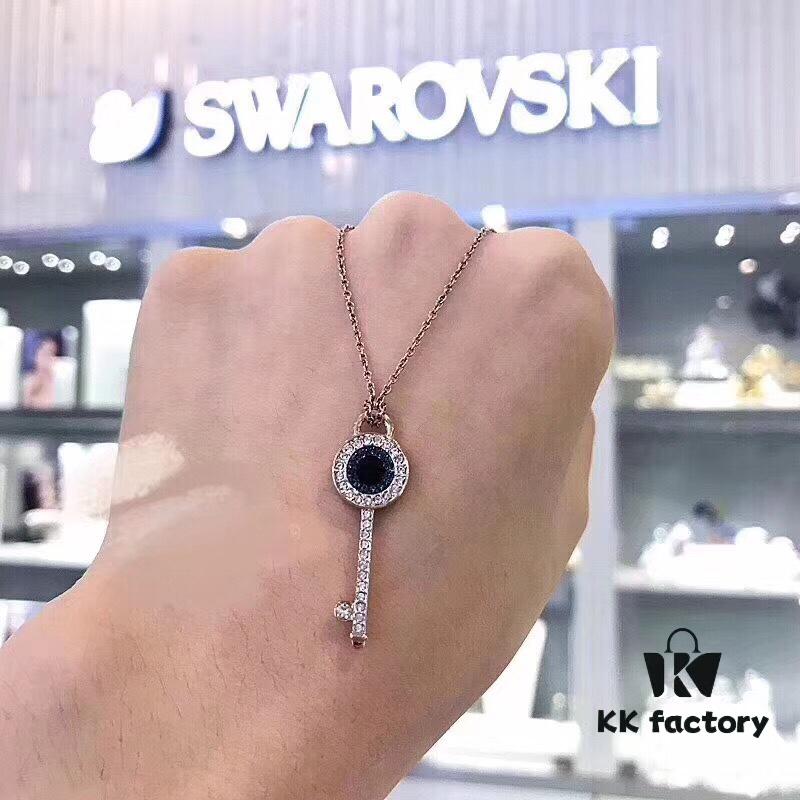 Swarovski 2018 Newest Devil's Eye Key Necklace — Gradient Blue, Original Imported Gold-Plated Material, Authentic Logo Engraving
