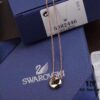 Swarovski Rose Gold-Tone Plated Swan Pendant with Black Crystal Pavé