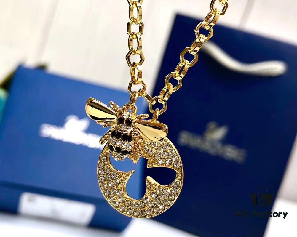 Swarovski LISABEL Necklace – Bee Motif, Electroplated Gold Finish, 38 cm