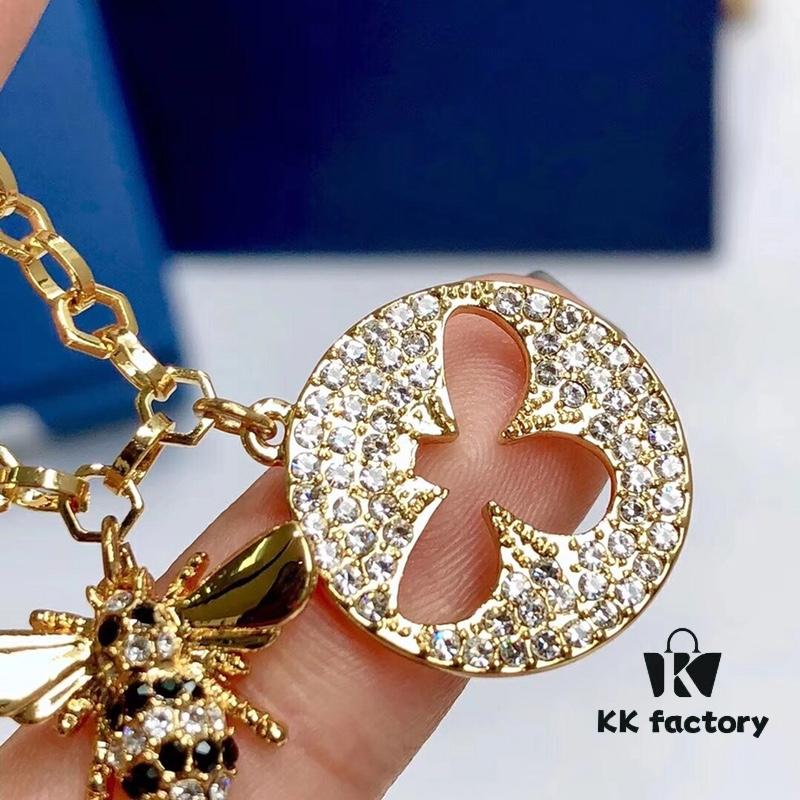 Swarovski LISABEL Necklace – Bee Motif, Electroplated Gold Finish, 38 cm