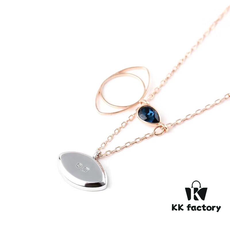 Sovski Swarovski Evil Eye Necklace, White Gold and Rose Gold Options Available