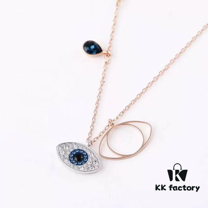 Sovski Swarovski Evil Eye Necklace, White Gold and Rose Gold Options Available