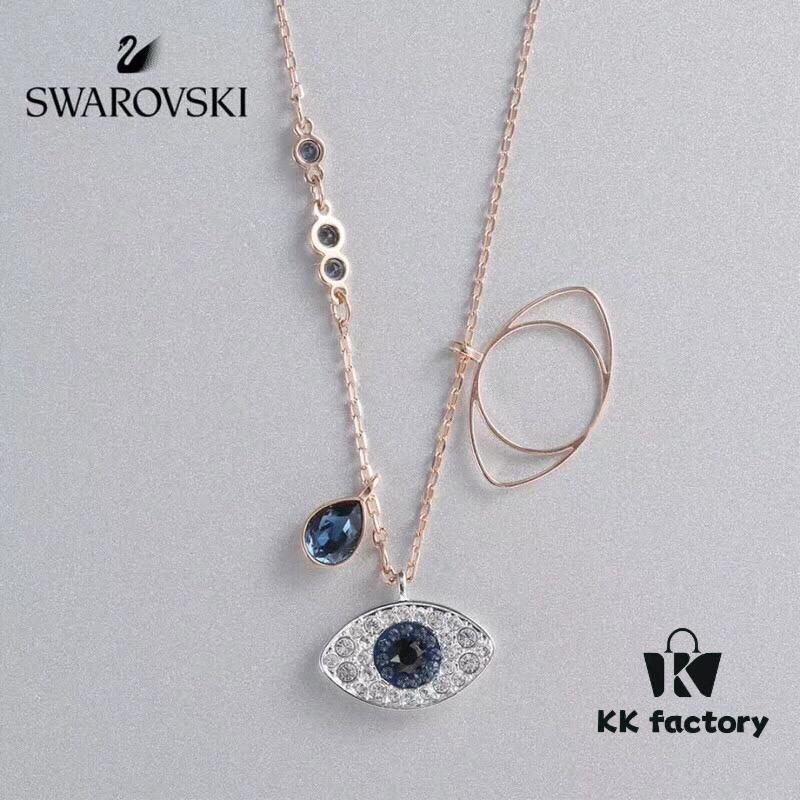 Sovski Swarovski Evil Eye Necklace, White Gold and Rose Gold Options Available