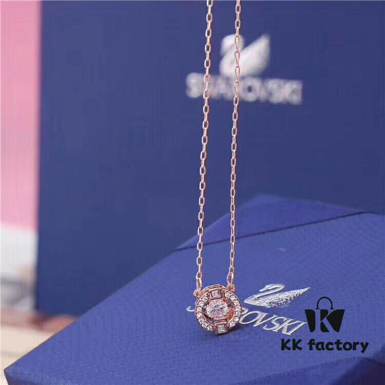 SWAROVSKI Swarovski Dancing Heart Necklace, Athenian Charm, Crystal-Paved Three-Dimensional Frame with Movable Central Stone