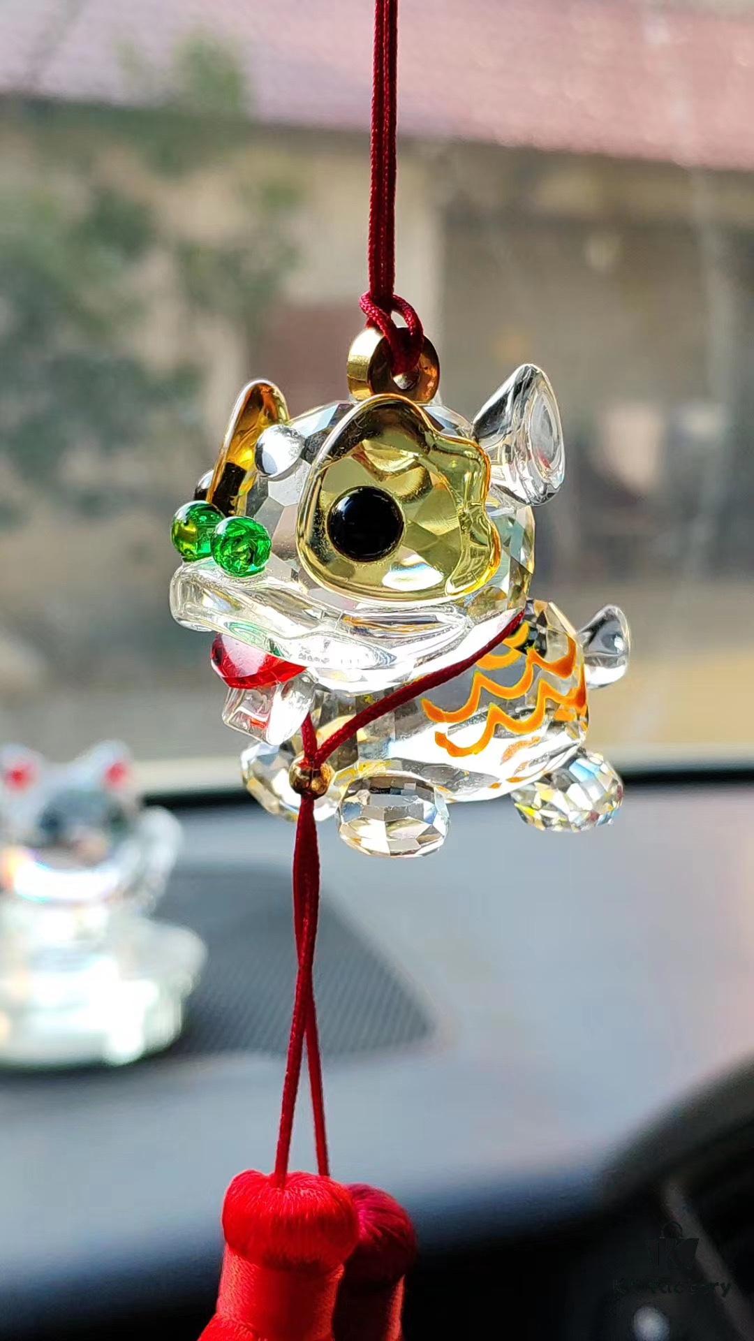 Adorable Swarovski-style Martial Lion Car Hanging Ornament