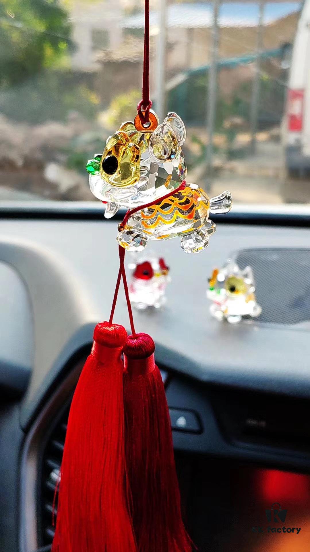 Adorable Swarovski-style Martial Lion Car Hanging Ornament