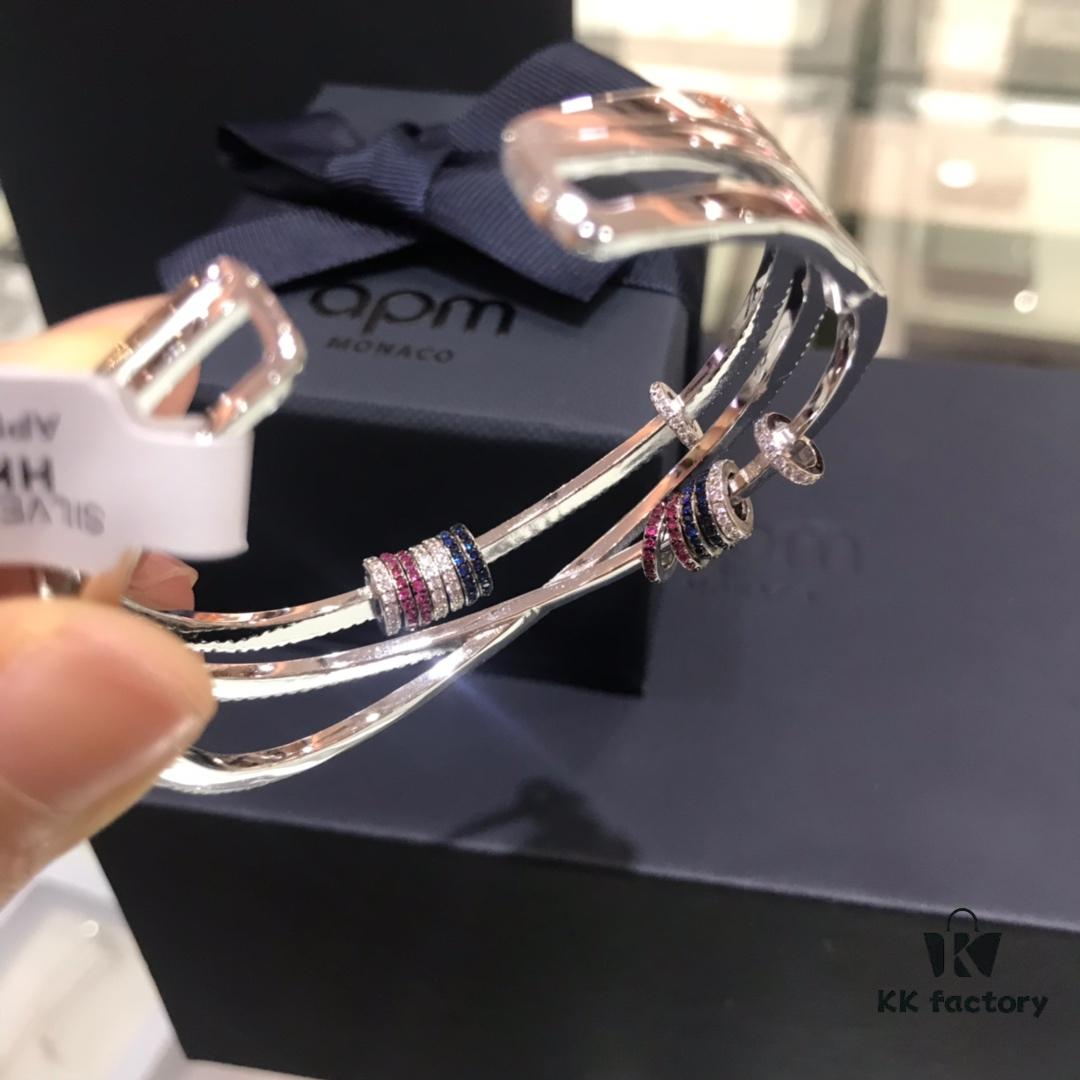 APM Monaco Colorful Dynamic Small Circle Triple-Open Bangle Bracelet