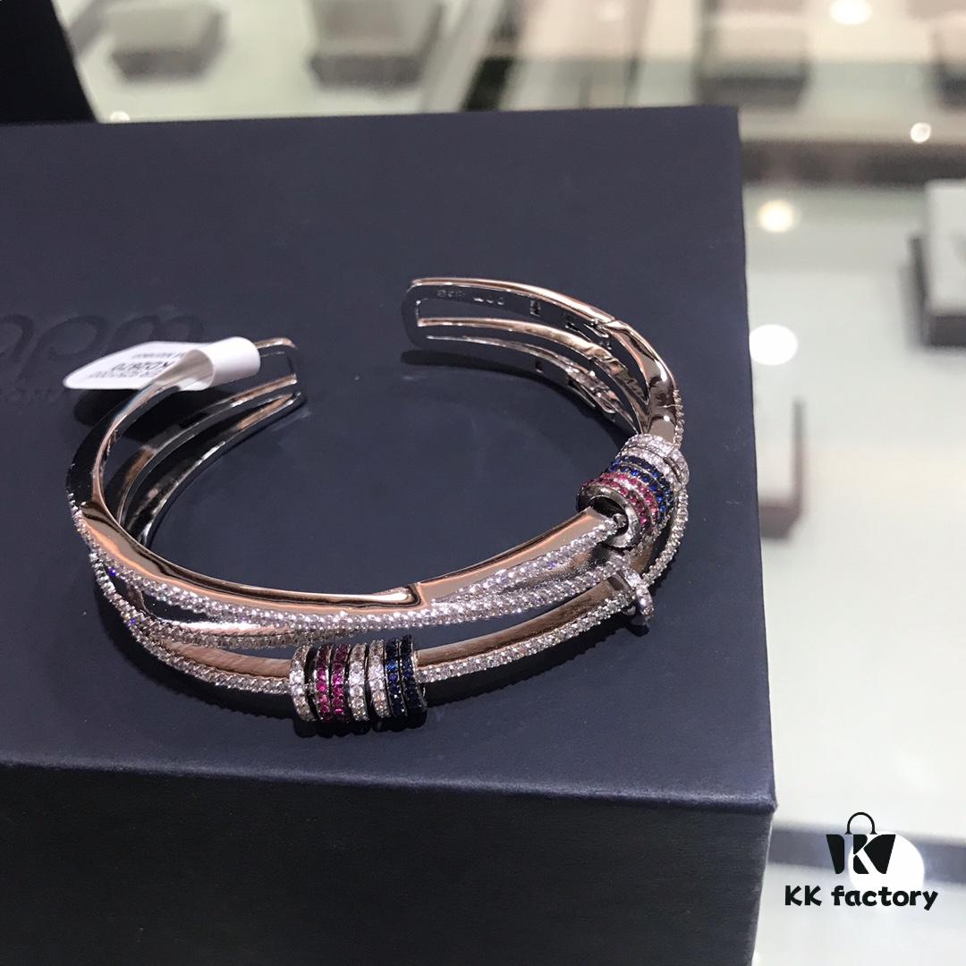 APM Monaco Colorful Dynamic Small Circle Triple-Open Bangle Bracelet