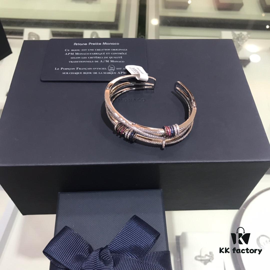 APM Monaco Colorful Dynamic Small Circle Triple-Open Bangle Bracelet