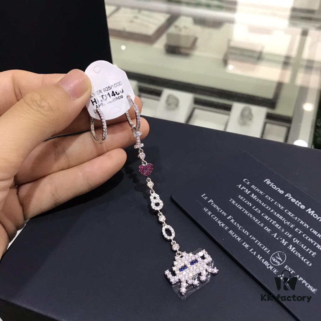 Valentine's Day Recommended Style 🌹 APM Monaco Korean Fashion Asymmetrical Heart Alphabet Doll Earrings Long Tassel Playful Unique Stylish Versatile Earrings