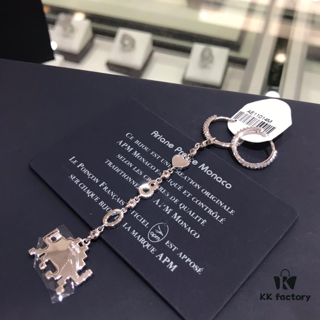 Valentine's Day Recommended Style 🌹 APM Monaco Korean Fashion Asymmetrical Heart Alphabet Doll Earrings Long Tassel Playful Unique Stylish Versatile Earrings