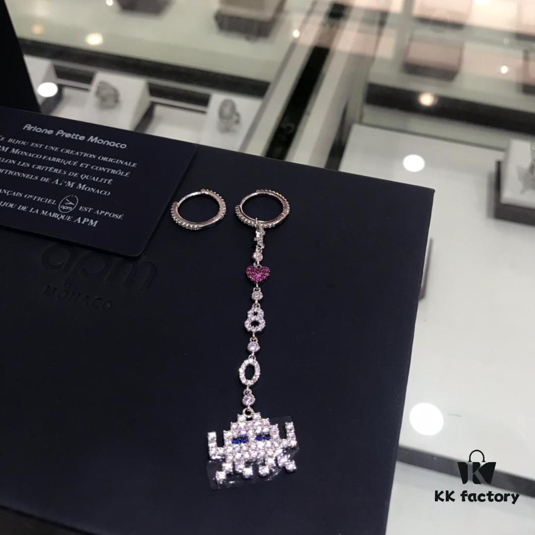 Valentine's Day Recommended Style 🌹 APM Monaco Korean Fashion Asymmetrical Heart Alphabet Doll Earrings Long Tassel Playful Unique Stylish Versatile Earrings