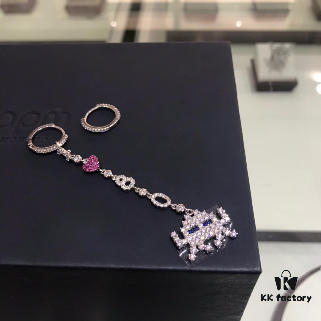 Valentine's Day Recommended Style 🌹 APM Monaco Korean Fashion Asymmetrical Heart Alphabet Doll Earrings Long Tassel Playful Unique Stylish Versatile Earrings