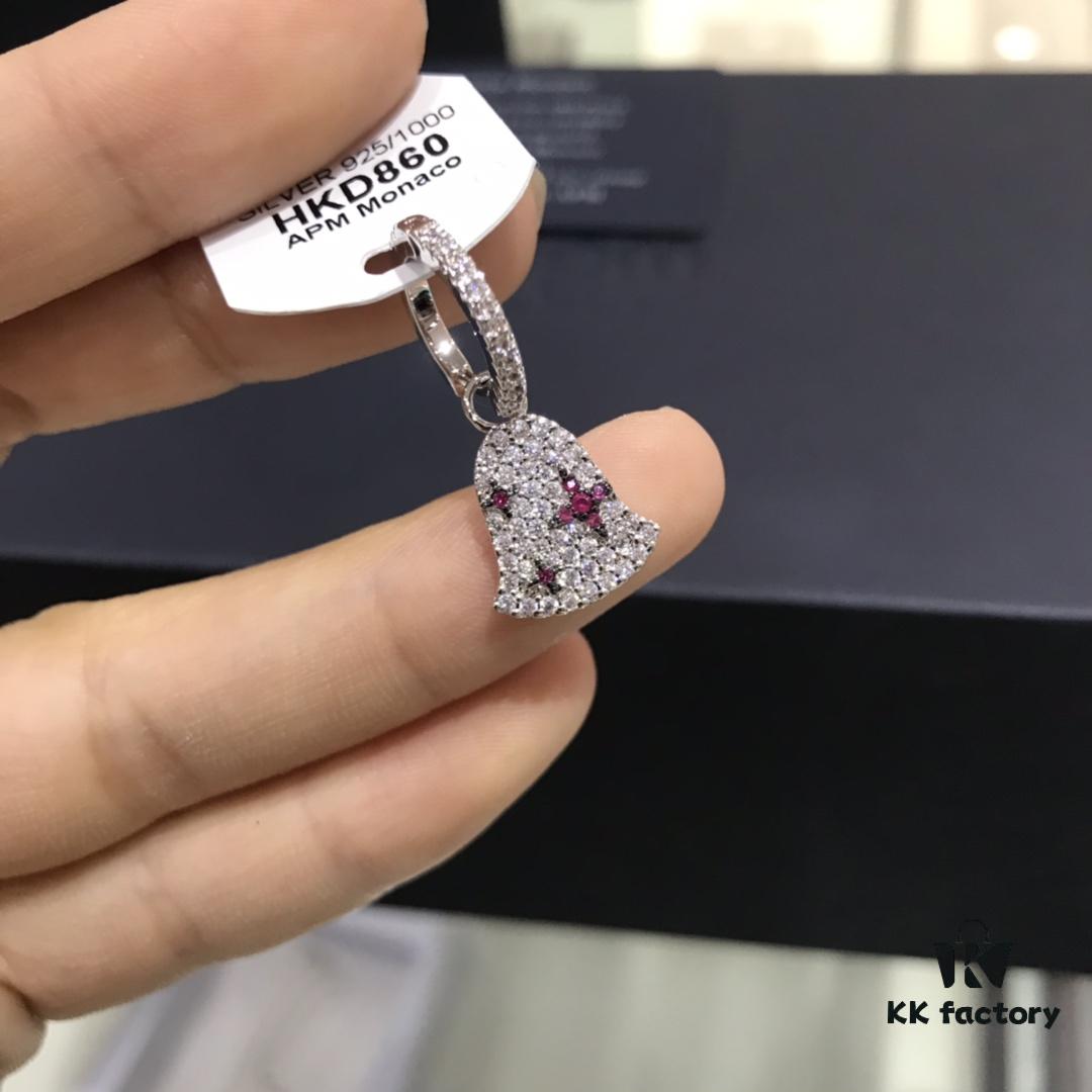 A Family Monaco Single Earring for Women, Lake Blue Wind Chime Pendant, Fun Silver Jewelry 2019 Summer New Arrival