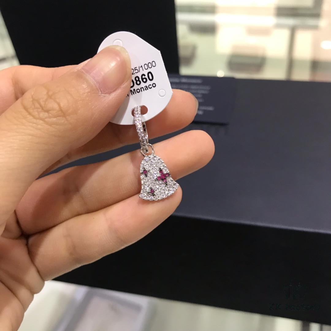 A Family Monaco Single Earring for Women, Lake Blue Wind Chime Pendant, Fun Silver Jewelry 2019 Summer New Arrival