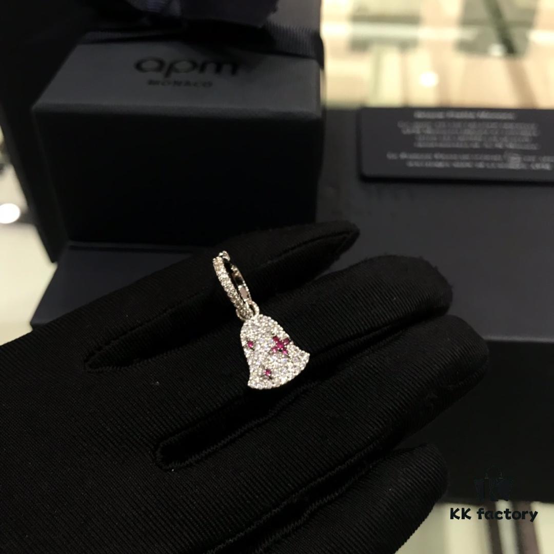 A Family Monaco Single Earring for Women, Lake Blue Wind Chime Pendant, Fun Silver Jewelry 2019 Summer New Arrival