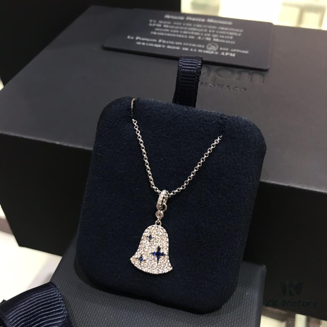 July New Arrival 🌈 APM Monaco Necklace for Women, Minimalist Elegant Fashion Bell Pendant in Silver, Summer New Delicate Collarbone Chain, Dreamy Love