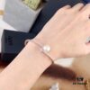 APM Monaco Sterling Silver Crystal Pearl Open Bangle Bracelet, Summer New Arrival Fashion Minimalist Jewelry