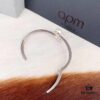 APM Monaco Sterling Silver Crystal Pearl Open Bangle Bracelet, Summer New Arrival Fashion Minimalist Jewelry